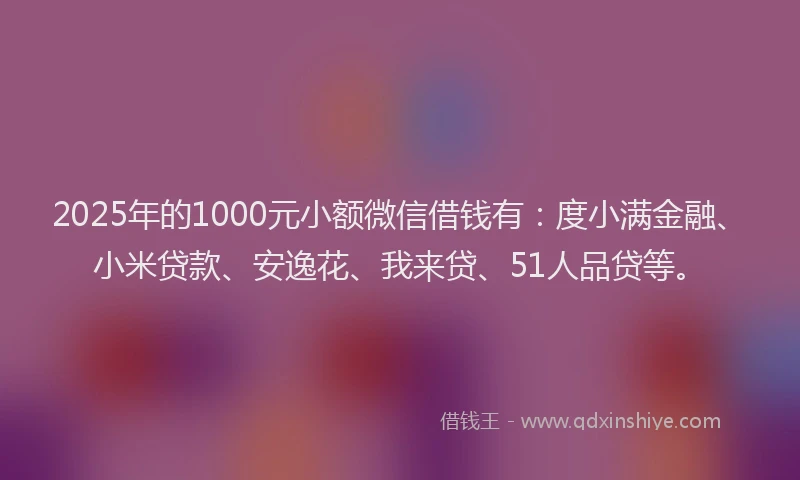 2025年的1000元小额微信借钱有：度小满金融、小米贷款、安逸花、我来贷、51人品贷等。
