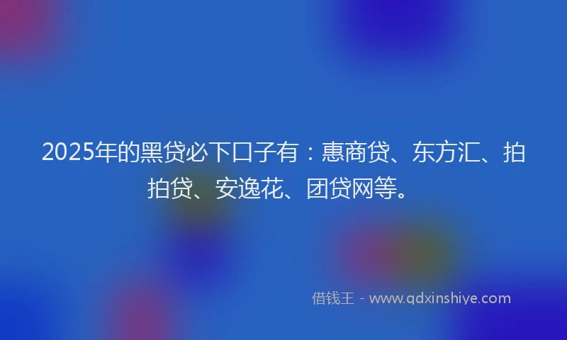 2025年的黑贷必下口子有：惠商贷、东方汇、拍拍贷、安逸花、团贷网等。