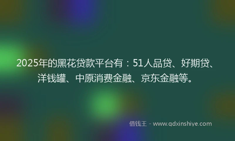 2025年的黑花贷款平台有：51人品贷、好期贷、洋钱罐、中原消费金融、京东金融等。