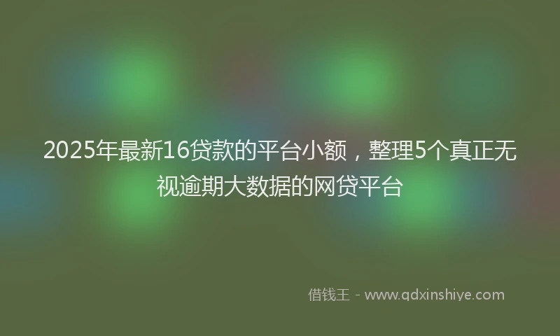 2025年最新16贷款的平台小额，整理5个真正无视逾期大数据的网贷平台