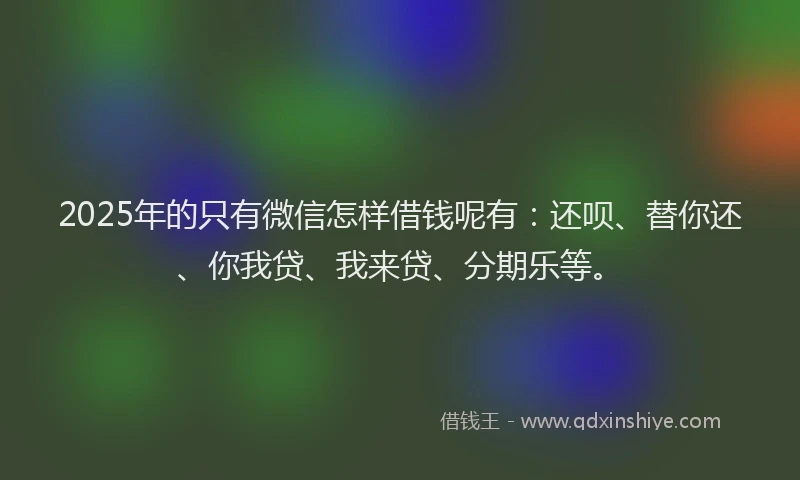 2025年的只有微信怎样借钱呢有：还呗、替你还、你我贷、我来贷、分期乐等。