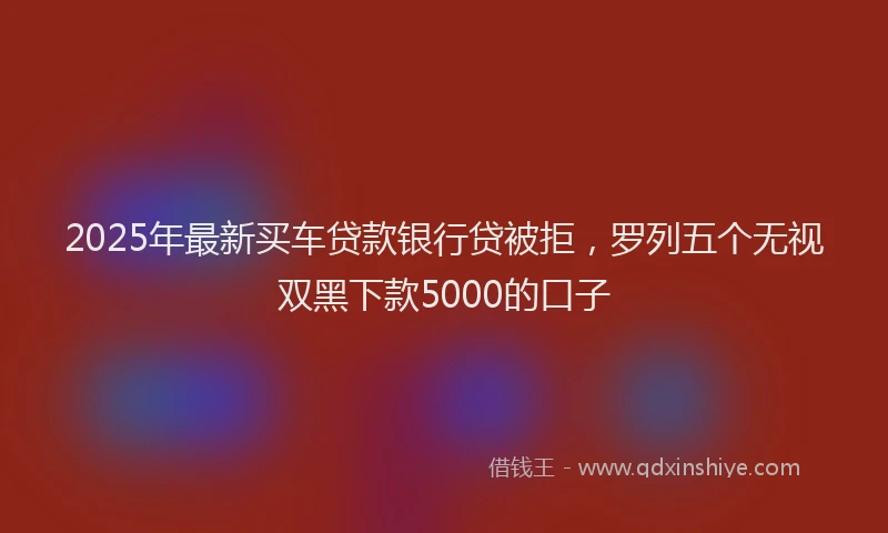 2025年最新买车贷款银行贷被拒，罗列五个无视双黑下款5000的口子