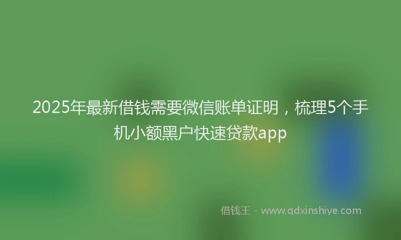 2025年最新借钱需要微信账单证明，梳理5个手机小额黑户快速贷款app