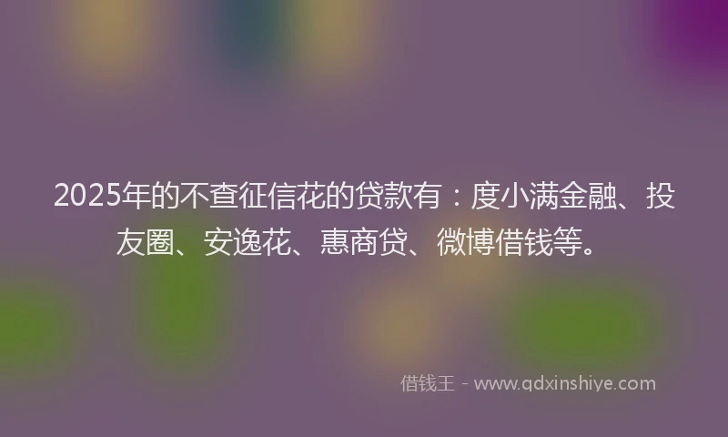 2025年的不查征信花的贷款有：度小满金融、投友圈、安逸花、惠商贷、微博借钱等。