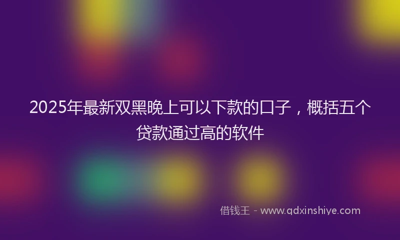 2025年最新双黑晚上可以下款的口子，概括五个贷款通过高的软件