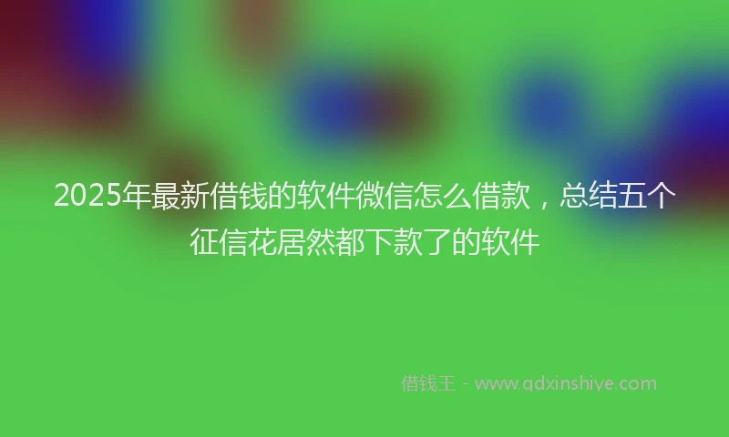2025年最新借钱的软件微信怎么借款，总结五个征信花居然都下款了的软件
