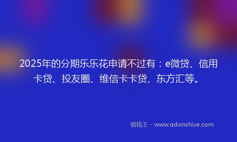 2025年的分期乐乐花申请不过有：e微贷、信用卡贷、投友圈、维信卡卡贷、东方汇等。