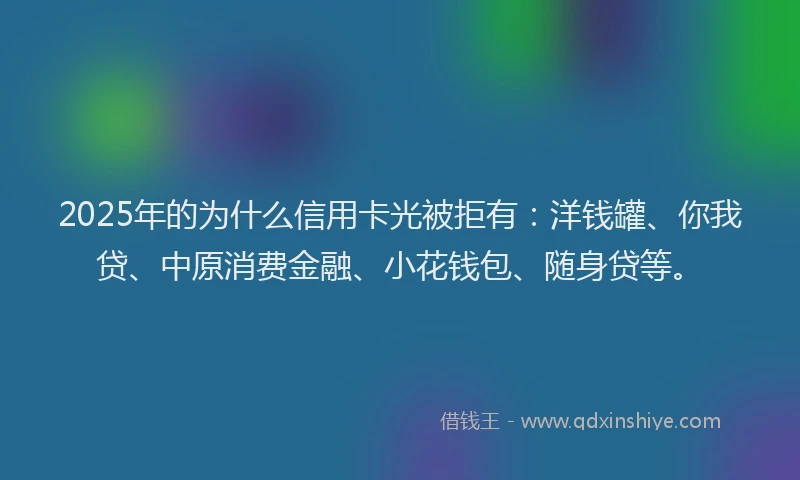 2025年的为什么信用卡光被拒有：洋钱罐、你我贷、中原消费金融、小花钱包、随身贷等。
