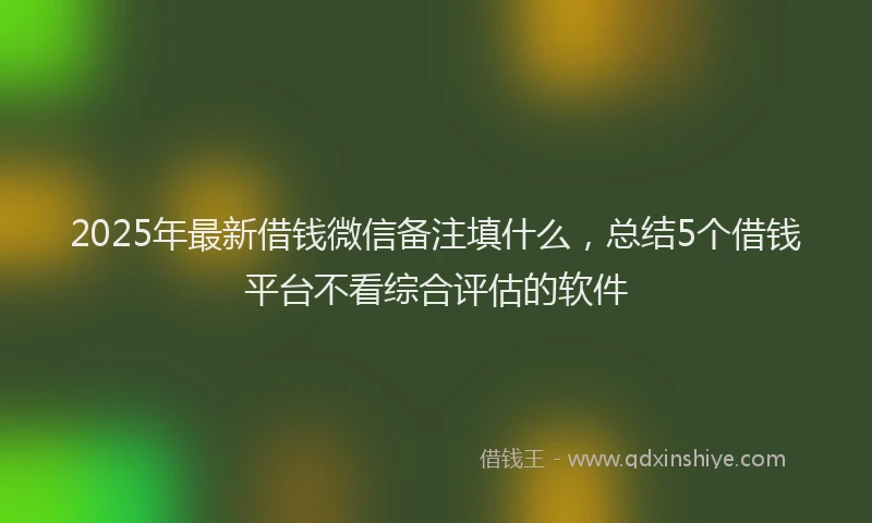 2025年最新借钱微信备注填什么，总结5个借钱平台不看综合评估的软件