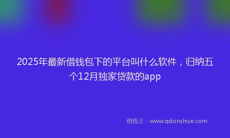 2025年最新借钱包下的平台叫什么软件，归纳五个12月独家贷款的app