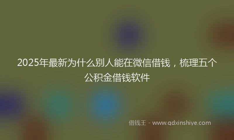 2025年最新为什么别人能在微信借钱，梳理五个公积金借钱软件