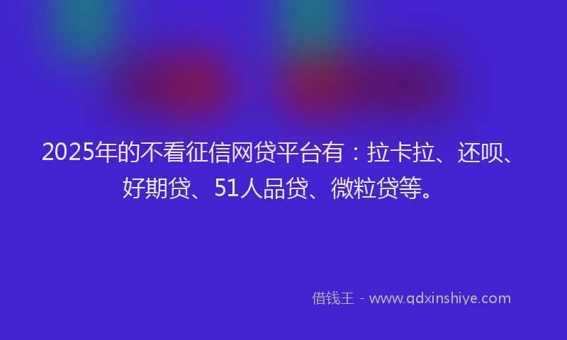 2025年的不看征信网贷平台有：拉卡拉、还呗、好期贷、51人品贷、微粒贷等。