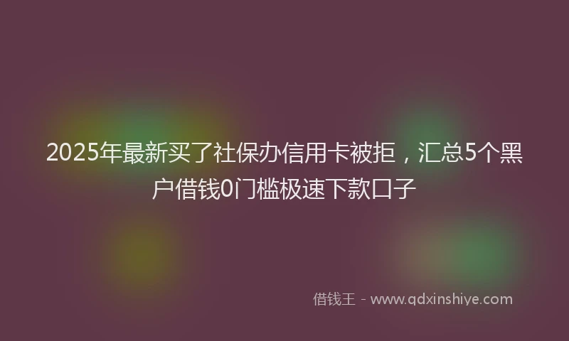 2025年最新买了社保办信用卡被拒，汇总5个黑户借钱0门槛极速下款口子