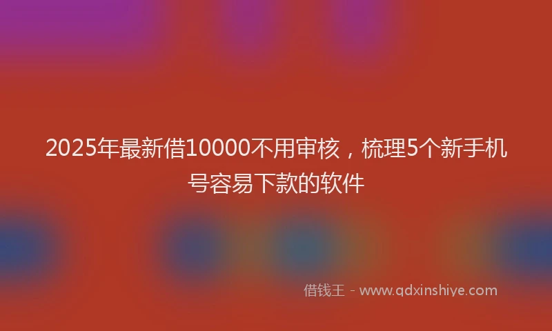 2025年最新借10000不用审核，梳理5个新手机号容易下款的软件