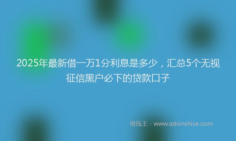 2025年最新借一万1分利息是多少，汇总5个无视征信黑户必下的贷款口子