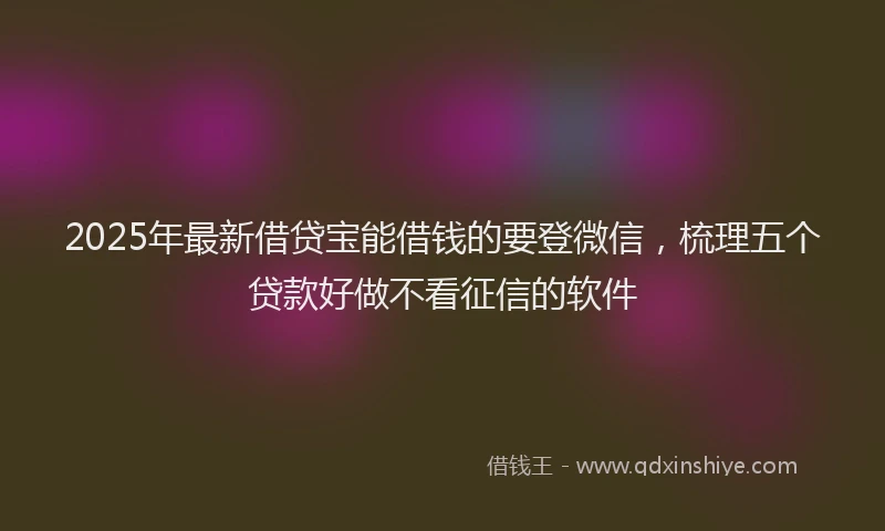 2025年最新借贷宝能借钱的要登微信，梳理五个贷款好做不看征信的软件