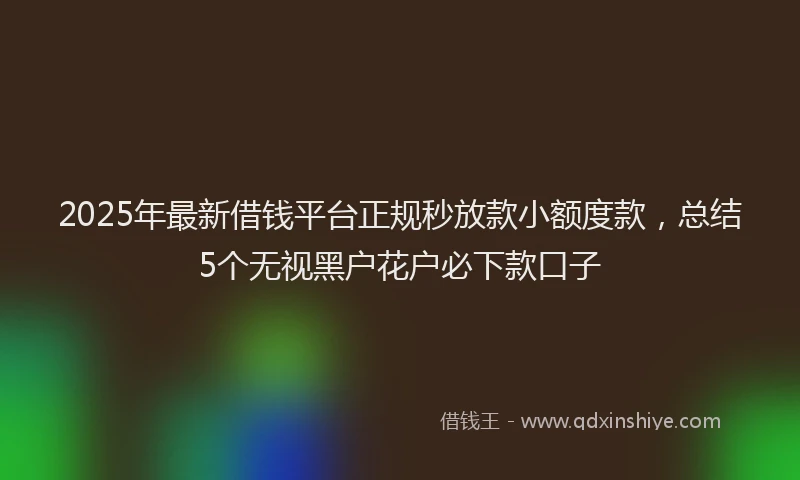 2025年最新借钱平台正规秒放款小额度款，总结5个无视黑户花户必下款口子