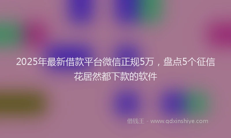 2025年最新借款平台微信正规5万，盘点5个征信花居然都下款的软件
