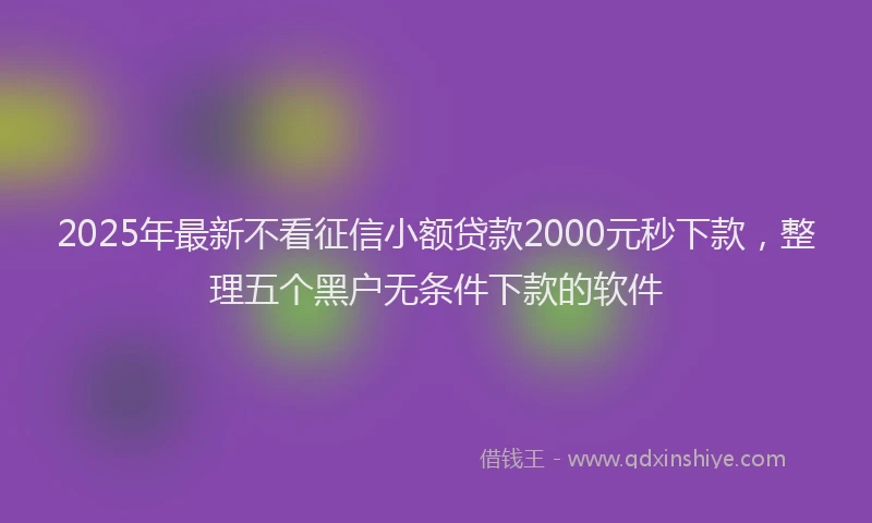 2025年最新不看征信小额贷款2000元秒下款，整理五个黑户无条件下款的软件