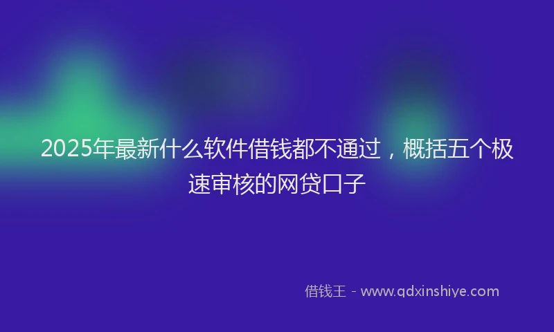 2025年最新什么软件借钱都不通过，概括五个极速审核的网贷口子