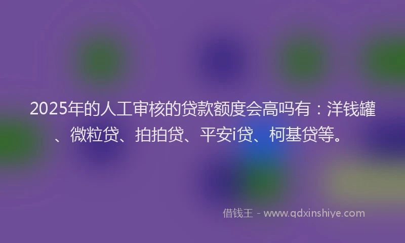 2025年的人工审核的贷款额度会高吗有：洋钱罐、微粒贷、拍拍贷、平安i贷、柯基贷等。