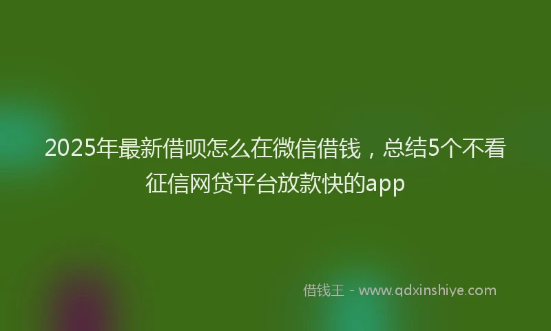 2025年最新借呗怎么在微信借钱，总结5个不看征信网贷平台放款快的app
