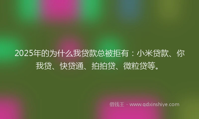 2025年的为什么我贷款总被拒有：小米贷款、你我贷、快贷通、拍拍贷、微粒贷等。