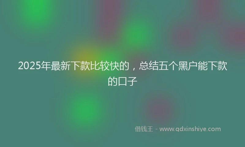 2025年最新下款比较快的，总结五个黑户能下款的口子