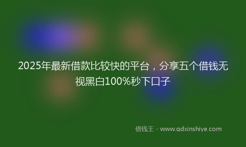 2025年最新借款比较快的平台，分享五个借钱无视黑白100%秒下口子