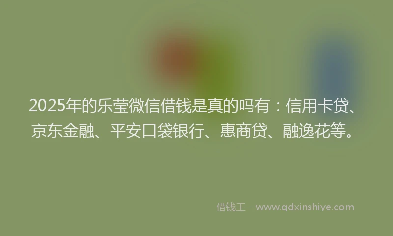 2025年的乐莹微信借钱是真的吗有：信用卡贷、京东金融、平安口袋银行、惠商贷、融逸花等。