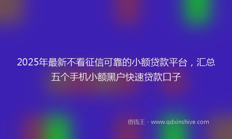 2025年最新不看征信可靠的小额贷款平台，汇总五个手机小额黑户快速贷款口子