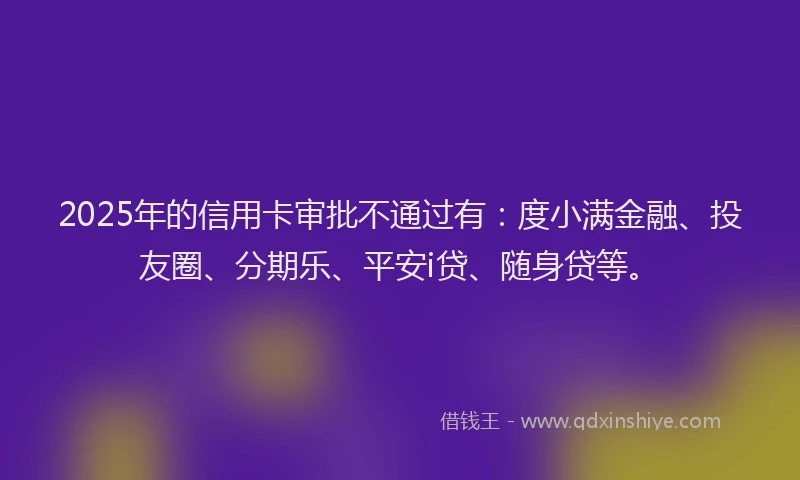 2025年的信用卡审批不通过有：度小满金融、投友圈、分期乐、平安i贷、随身贷等。
