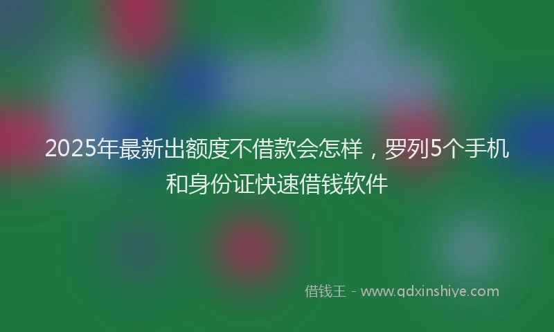 2025年最新出额度不借款会怎样，罗列5个手机和身份证快速借钱软件