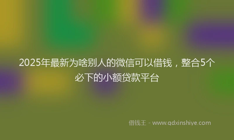 2025年最新为啥别人的微信可以借钱，整合5个必下的小额贷款平台