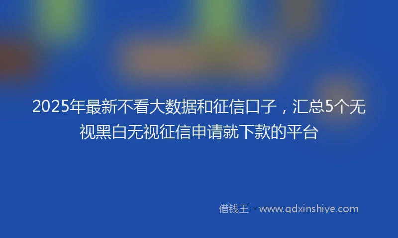 2025年最新不看大数据和征信口子，汇总5个无视黑白无视征信申请就下款的平台
