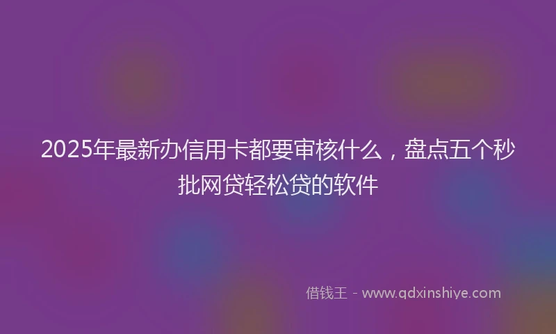 2025年最新办信用卡都要审核什么，盘点五个秒批网贷轻松贷的软件