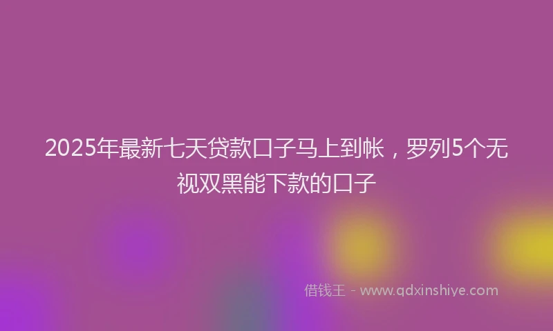 2025年最新七天贷款口子马上到帐，罗列5个无视双黑能下款的口子