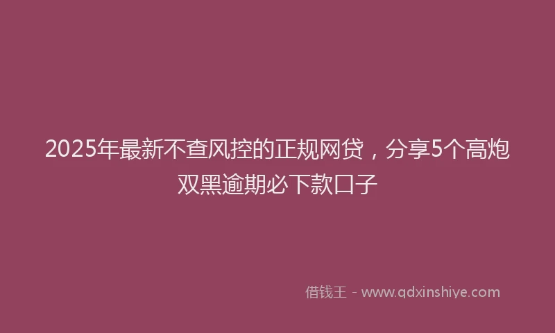 2025年最新不查风控的正规网贷，分享5个高炮双黑逾期必下款口子