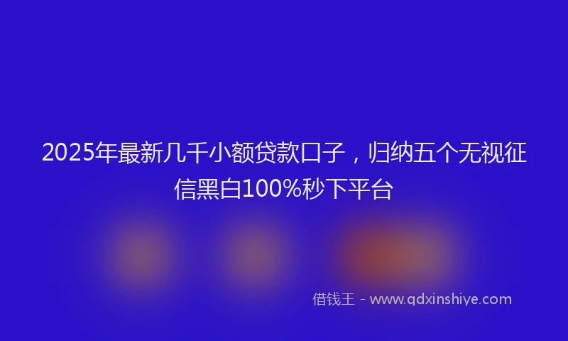 2025年最新几千小额贷款口子，归纳五个无视征信黑白100%秒下平台