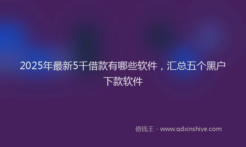 2025年最新5千借款有哪些软件，汇总五个黑户下款软件
