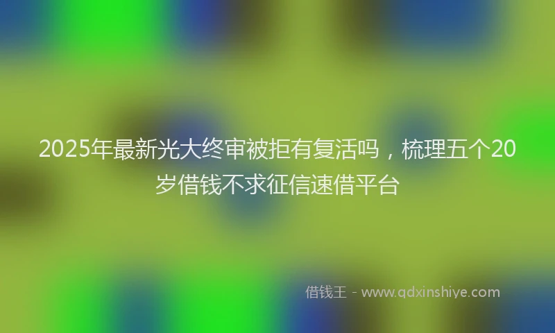 2025年最新光大终审被拒有复活吗，梳理五个20岁借钱不求征信速借平台