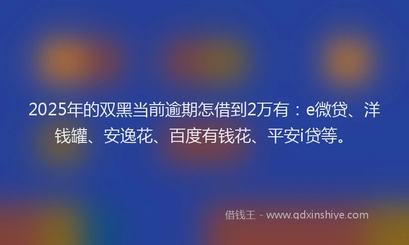 2025年的双黑当前逾期怎借到2万有：e微贷、洋钱罐、安逸花、百度有钱花、平安i贷等。
