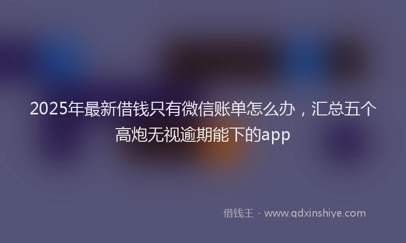 2025年最新借钱只有微信账单怎么办，汇总五个高炮无视逾期能下的app