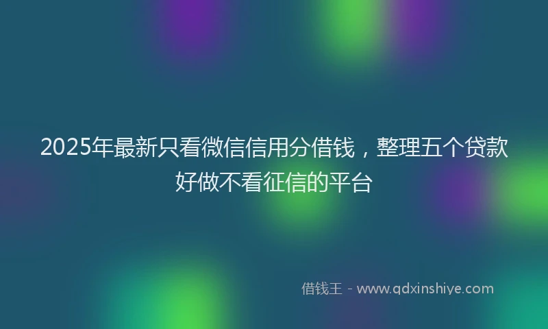 2025年最新只看微信信用分借钱，整理五个贷款好做不看征信的平台