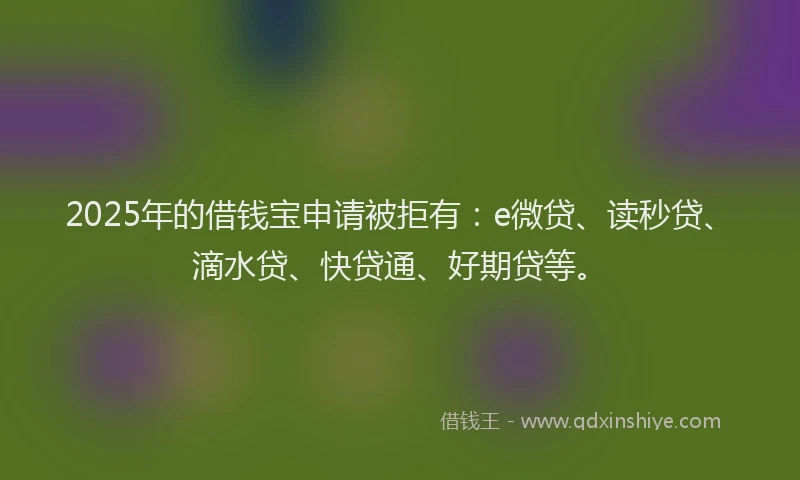 2025年的借钱宝申请被拒有：e微贷、读秒贷、滴水贷、快贷通、好期贷等。