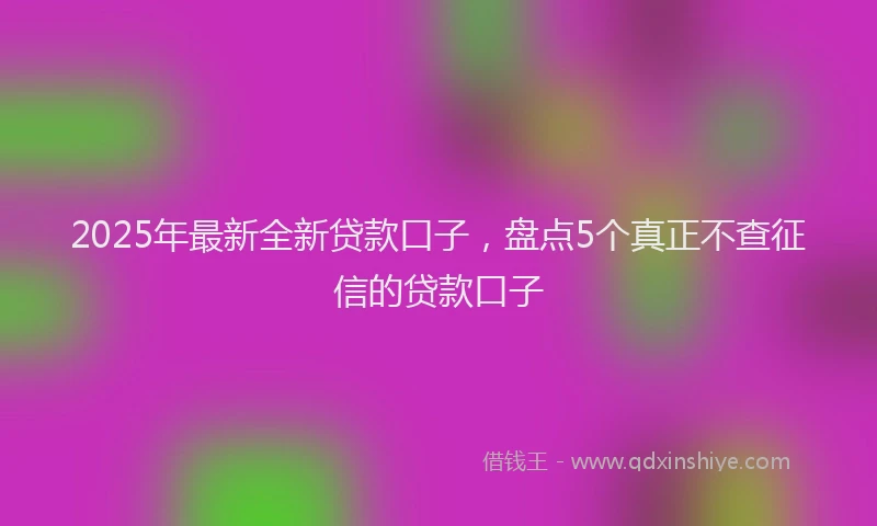 2025年最新全新贷款口子，盘点5个真正不查征信的贷款口子