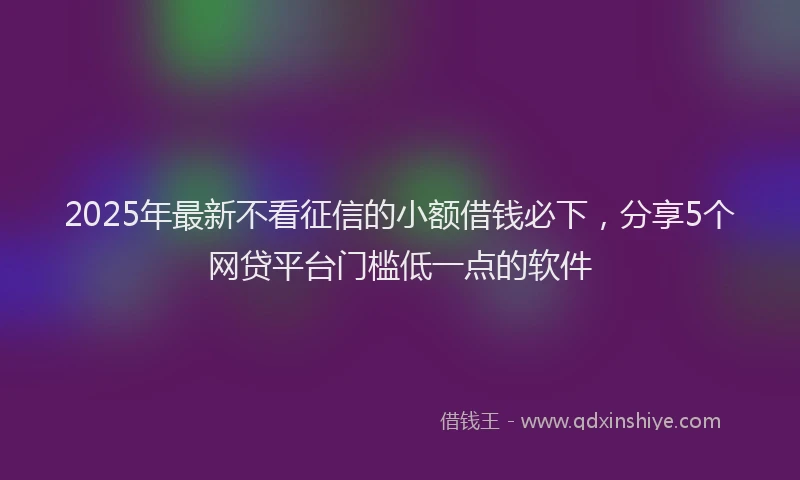 2025年最新不看征信的小额借钱必下，分享5个网贷平台门槛低一点的软件