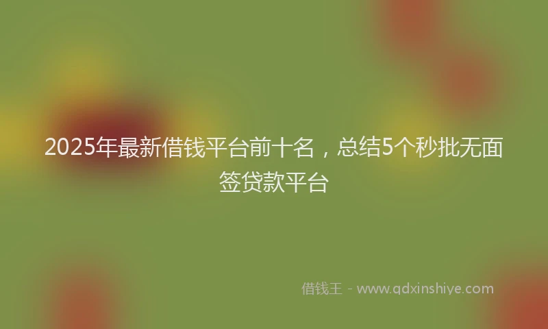 2025年最新借钱平台前十名，总结5个秒批无面签贷款平台