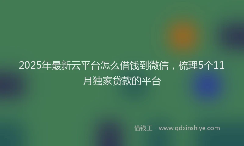 2025年最新云平台怎么借钱到微信，梳理5个11月独家贷款的平台