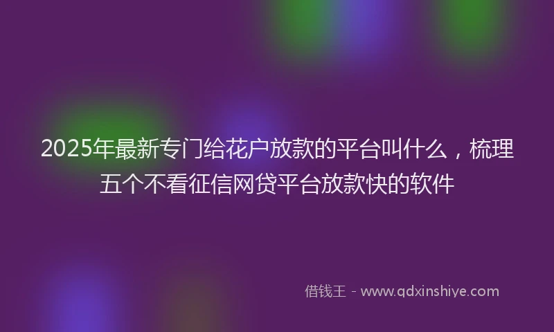 2025年最新专门给花户放款的平台叫什么，梳理五个不看征信网贷平台放款快的软件